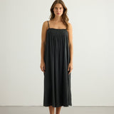 Kaya Smocked Maxi Dress - CharcoalThe HandloomDress