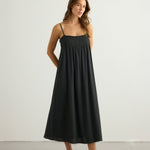Kaya Smocked Maxi Dress - CharcoalThe HandloomDress