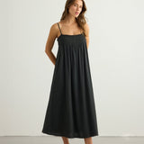 Kaya Smocked Maxi Dress - CharcoalThe HandloomDress