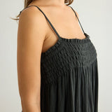 Kaya Smocked Maxi Dress - CharcoalThe HandloomDress
