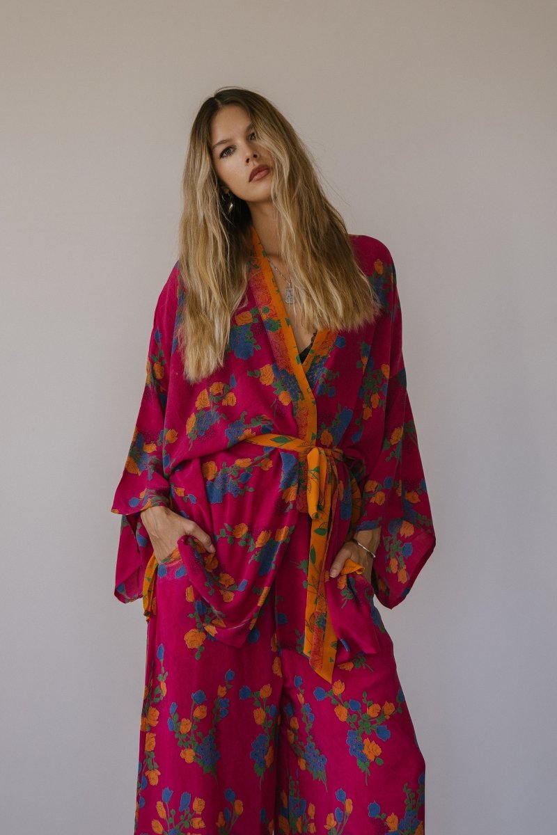 Kimono Wrap or Mini Dress - Bright Pink & OrangeSun ChildKimono