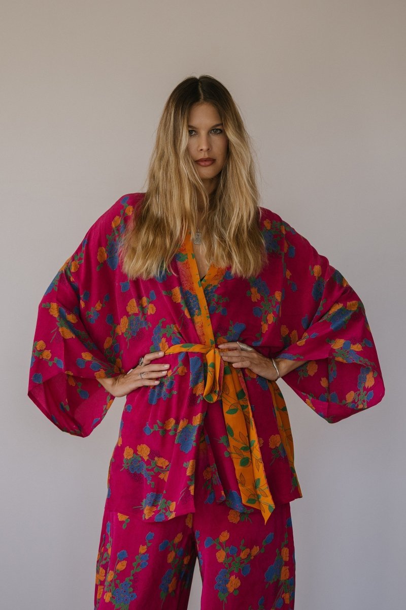 Kimono Wrap or Mini Dress - Bright Pink & OrangeSun ChildKimono
