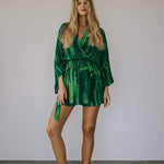 Kimono Wrap or Mini Dress - Green ShiboriSun ChildKimono