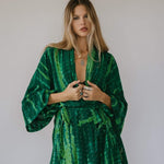 Kimono Wrap or Mini Dress - Green ShiboriSun ChildKimono