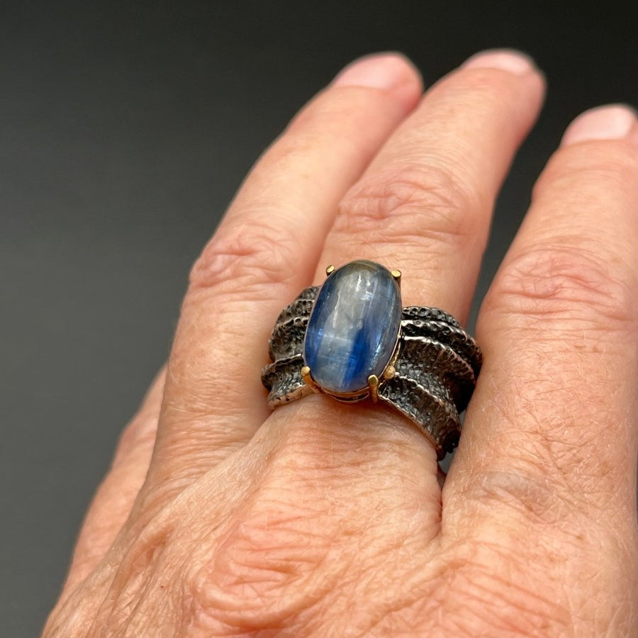 Kyanite in Oxidized Silver RingBORARINGS