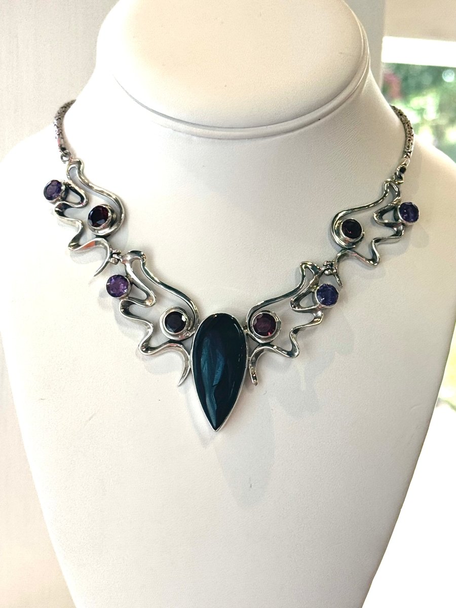 Labradorite, Garnet, and Amethyst NecklaceJinjaNECKLACES