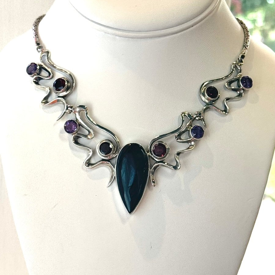 Labradorite, Garnet, and Amethyst NecklaceJinjaNECKLACES