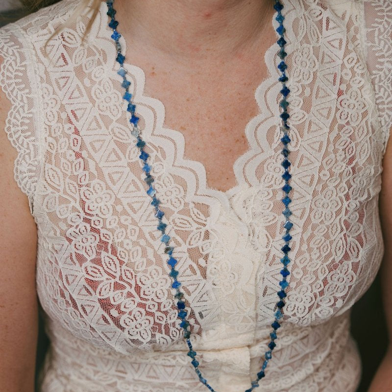 Lapis Clover Gemstone Long NecklaceBeth ZinkNECKLACES