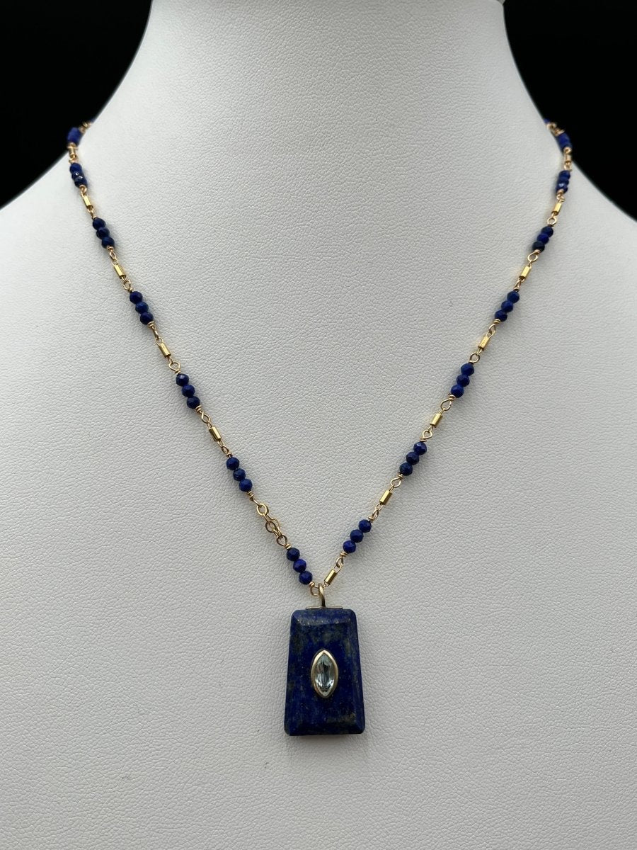 Lapis Pendant with Blue Topaz Center NecklaceBeth ZinkNECKLACES