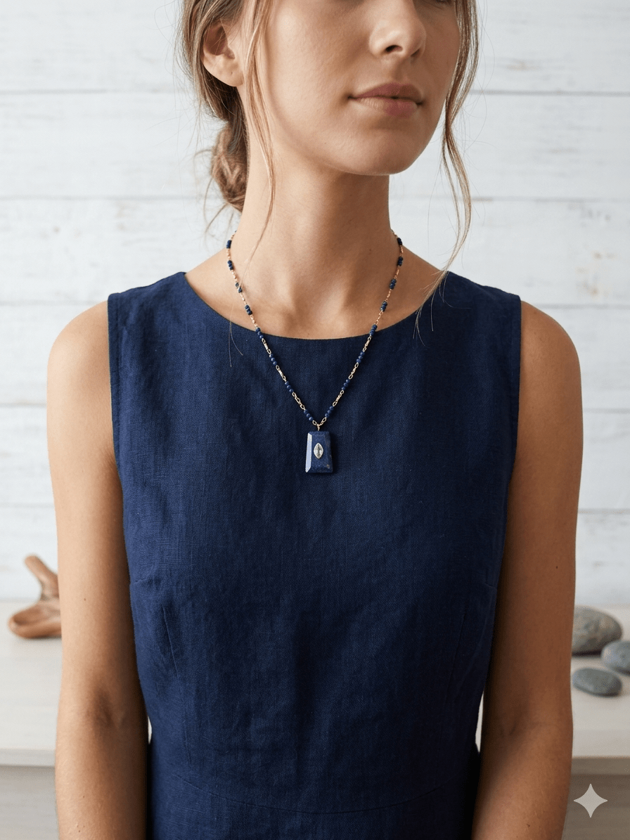 Lapis Pendant with Blue Topaz Center NecklaceBeth ZinkNECKLACES