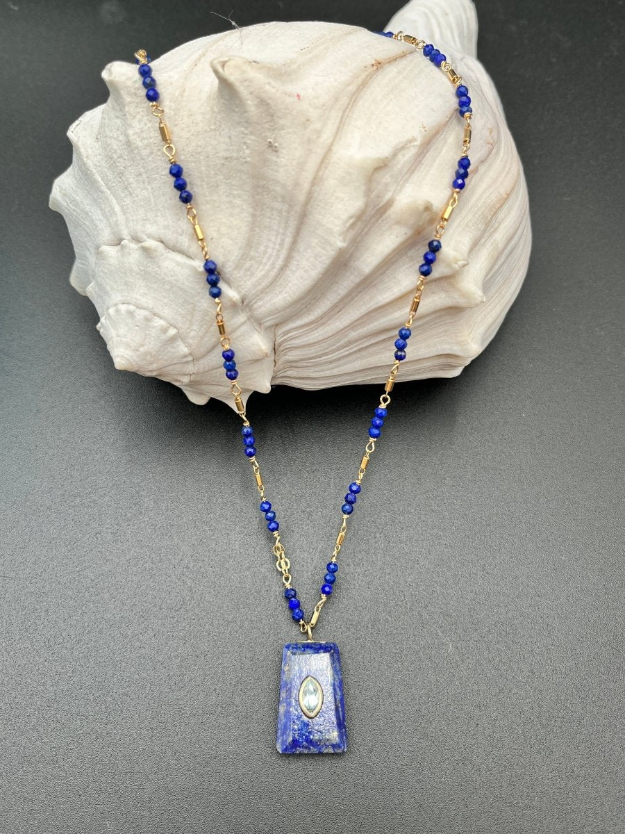 Lapis Pendant with Blue Topaz Center NecklaceBeth ZinkNECKLACES