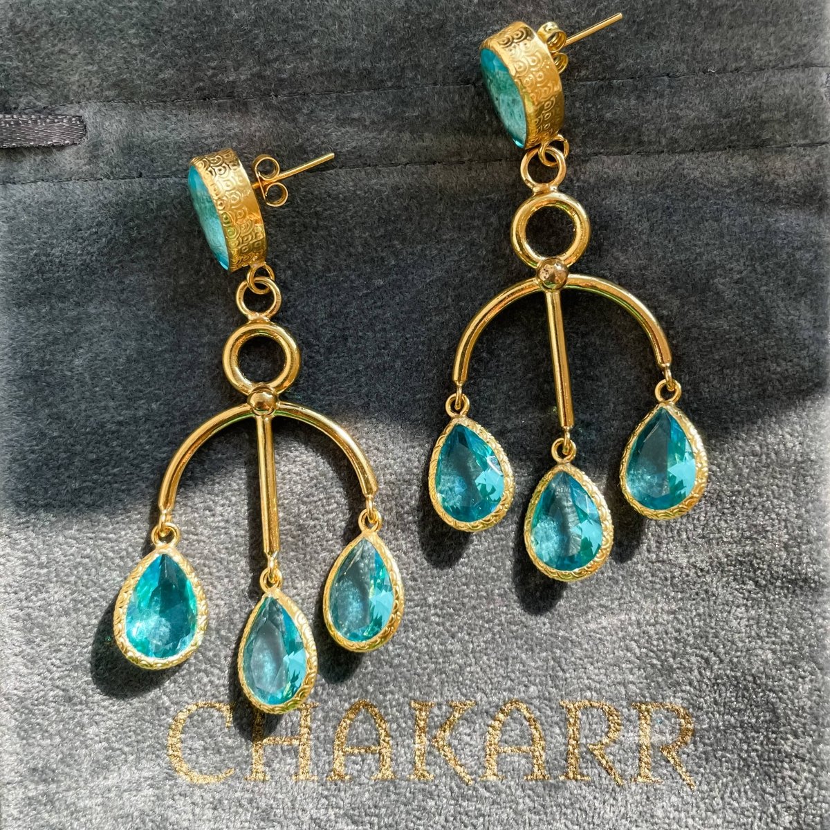 Large Aqua Stone EarringsChakarr JewelryEARRINGS