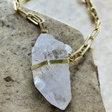 Large Clear Quartz on Single Strand of BronzeMolaNECKLACES