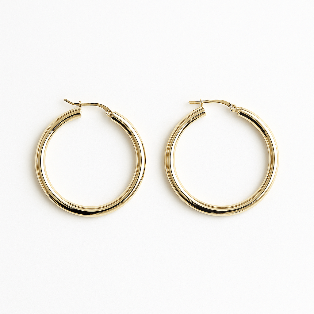 Large Hollow 10K Gold Hoop Earrings – 2” Lightweight Statement HoopsZPL - Fine LineEARRINGS