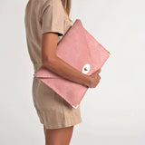 Large Suede clutch in pink: Gold hardwareANA KOUTSIACCESS