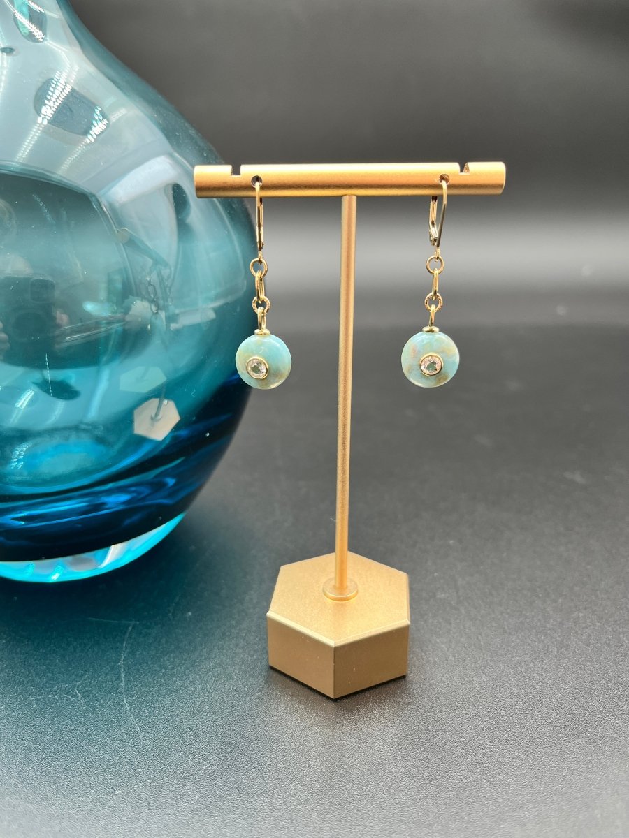Larimar Gemstones with White Topaz EarringsBeth ZinkEARRINGS