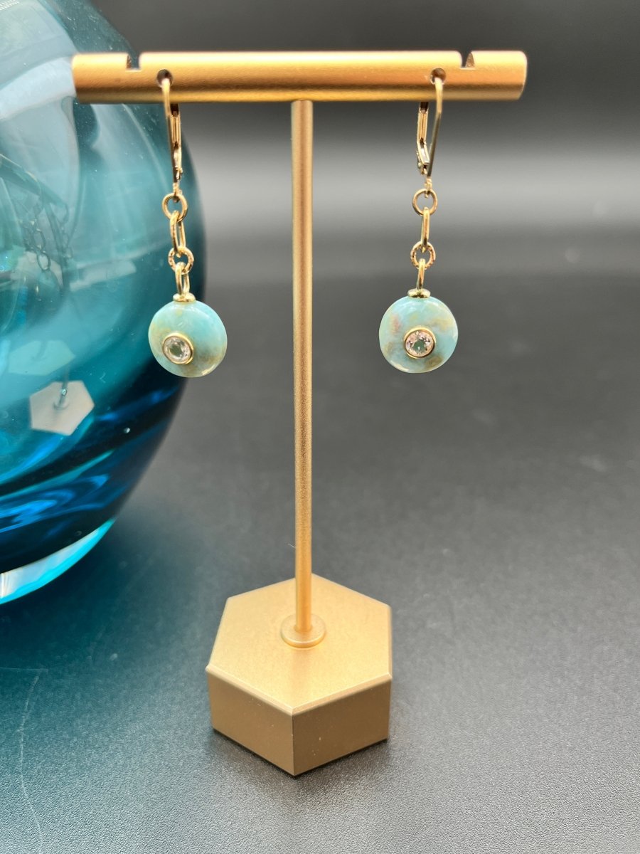 Larimar Gemstones with White Topaz EarringsBeth ZinkEARRINGS