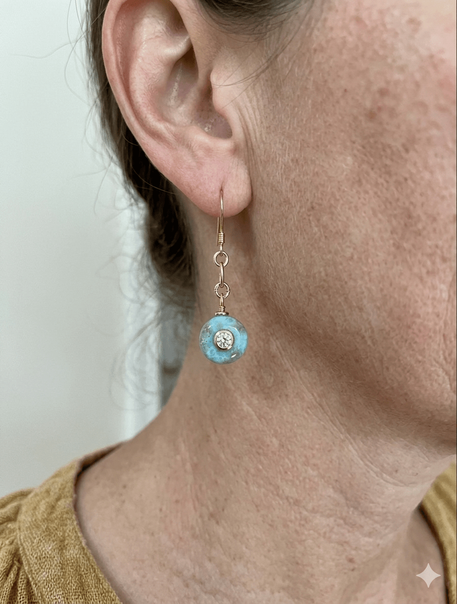 Larimar Gemstones with White Topaz EarringsBeth ZinkEARRINGS