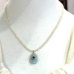 Larimar Pear Pendant With Garnet With Seed Freshwater Pearls NecklaceBeth ZinkNECKLACES