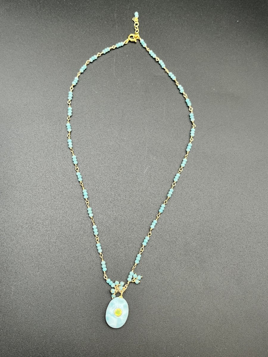 Larimar with Embedded PeridotBeth ZinkNECKLACES