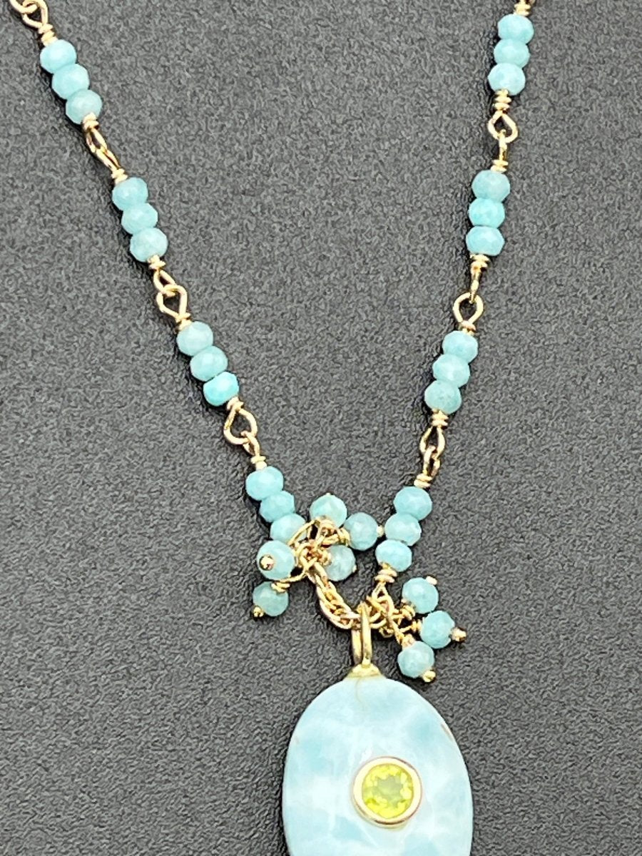 Larimar with Embedded PeridotBeth ZinkNECKLACES