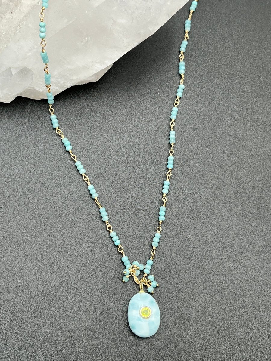 Larimar with Embedded PeridotBeth ZinkNECKLACES