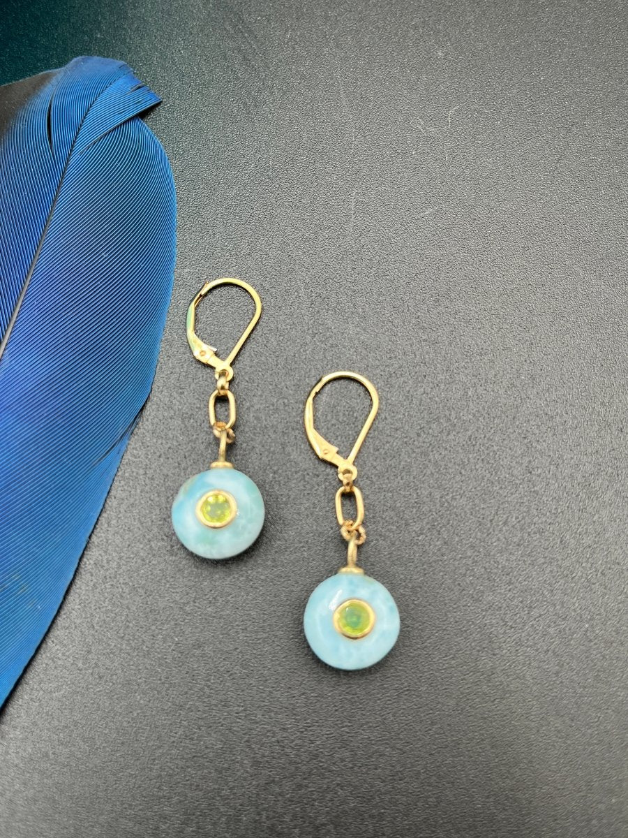 Larimar with Faceted Peridot Inset EarringsBeth ZinkEARRINGS