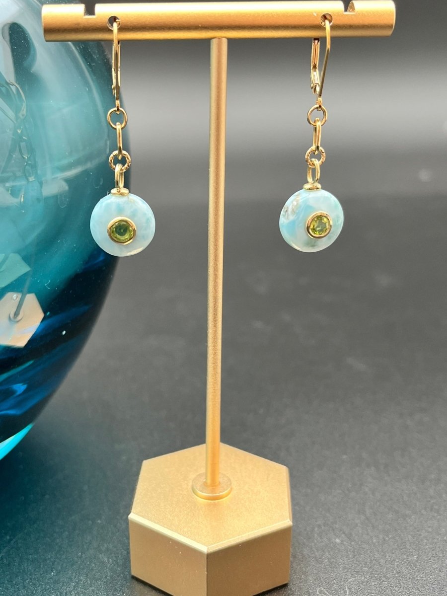 Larimar with Faceted Peridot Inset EarringsBeth ZinkEARRINGS