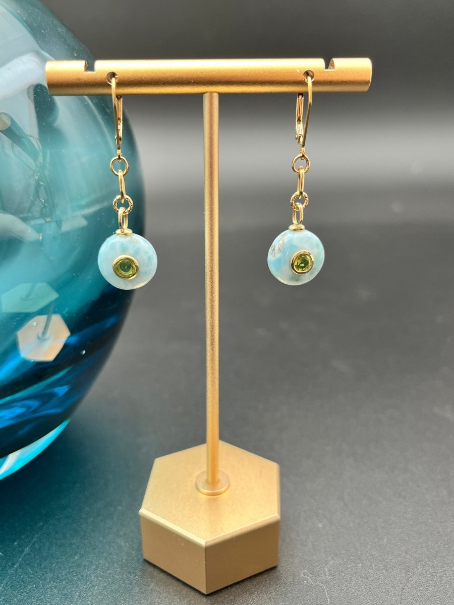 Larimar with Faceted Peridot Inset EarringsBeth ZinkEARRINGS