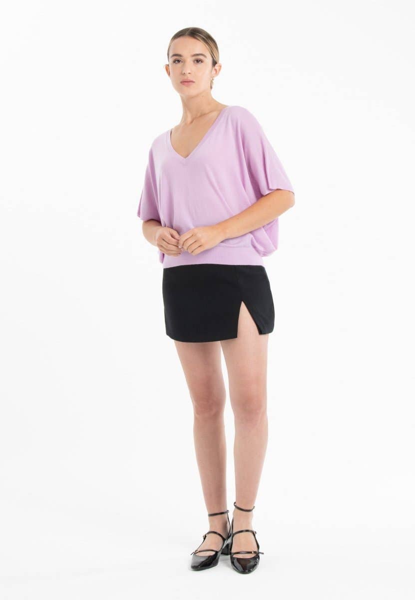 Lavender Oversized V - Neck Sweater in CashmereSTUDIO CASHMERE8SWEATER