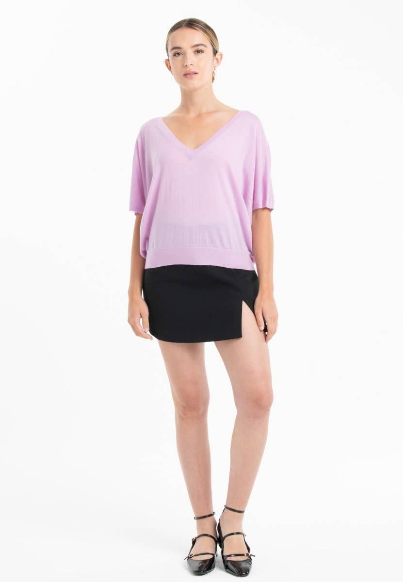 Lavender Oversized V - Neck Sweater in CashmereSTUDIO CASHMERE8SWEATER