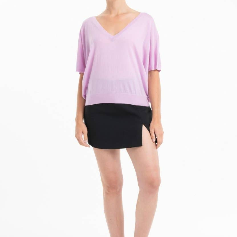 Lavender Oversized V - Neck Sweater in CashmereSTUDIO CASHMERE8SWEATER