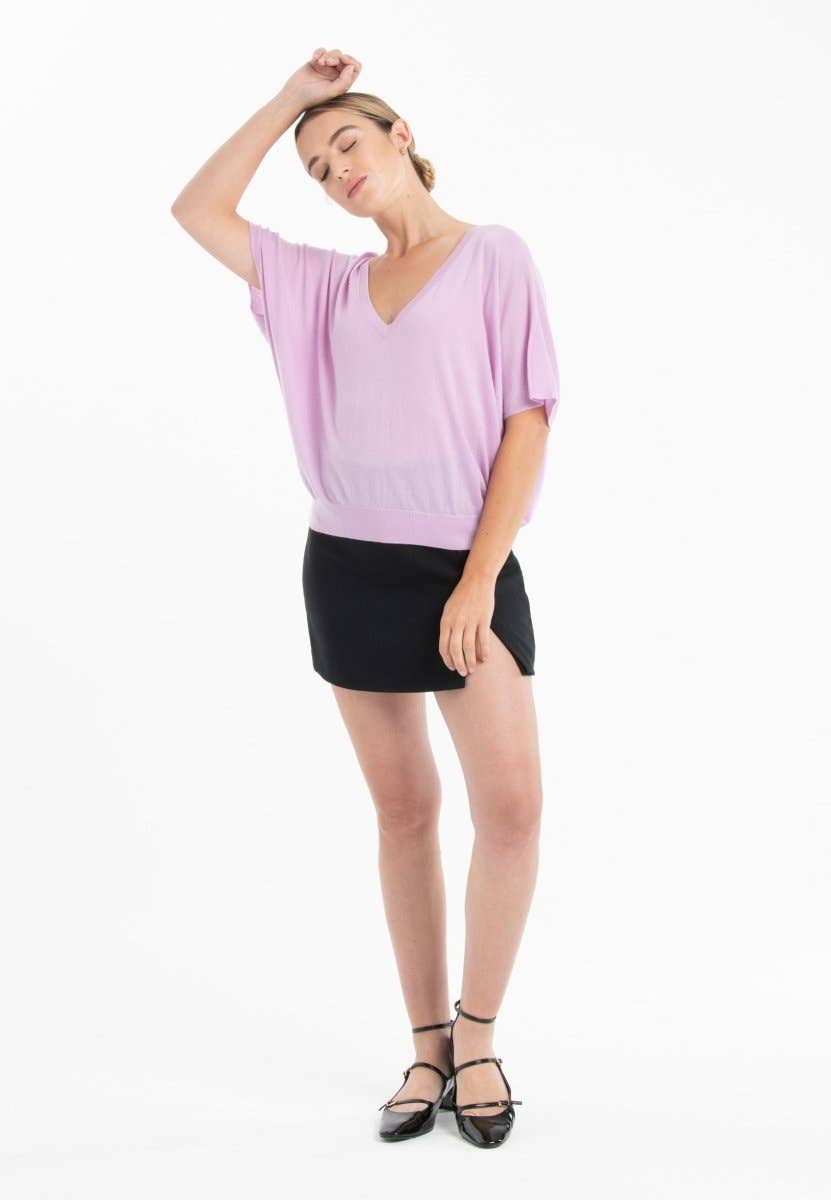 Lavender Oversized V - Neck Sweater in CashmereSTUDIO CASHMERE8SWEATER