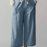 Light Blue Wide - Leg Cropped PantsUrban DaizyBOTTOM