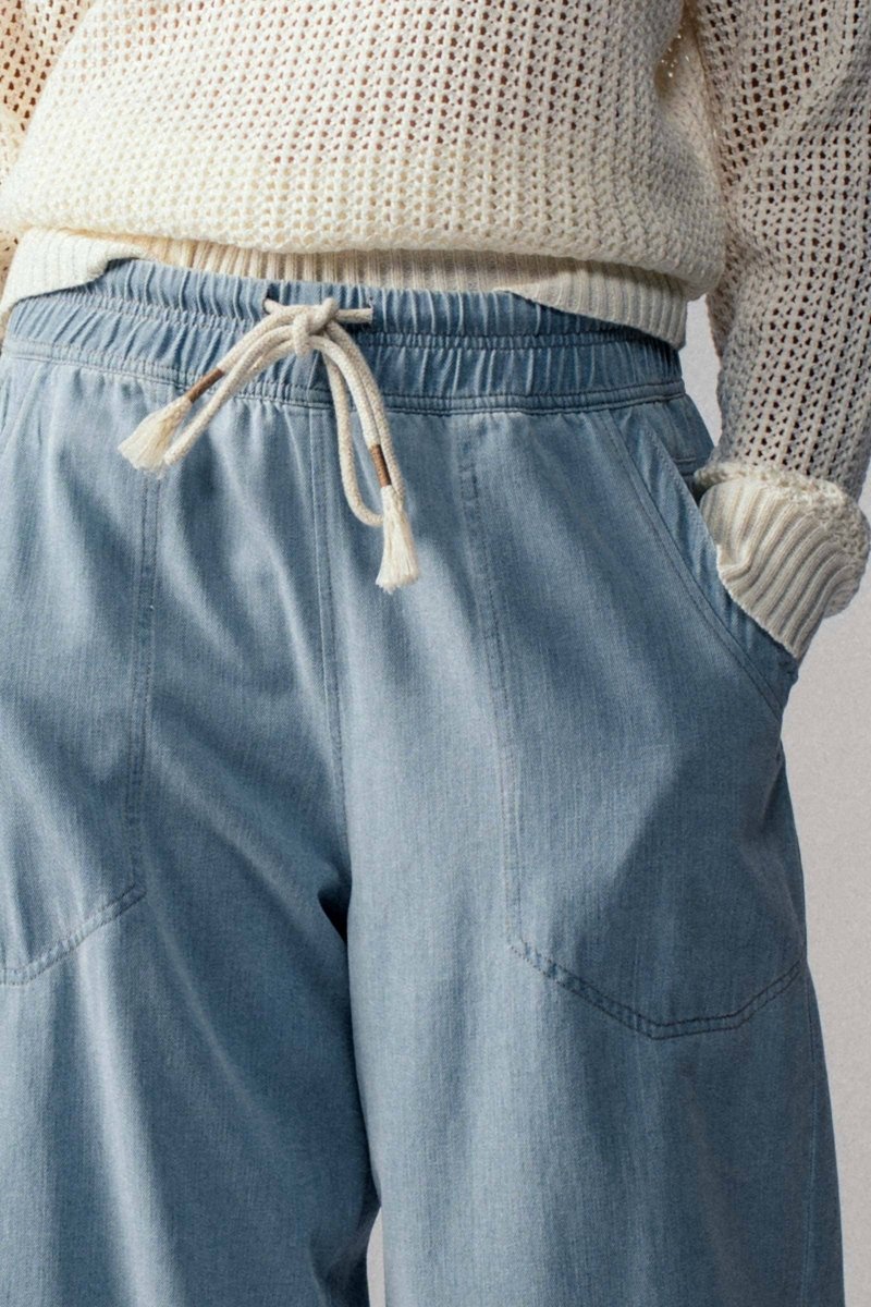 Light Blue Wide - Leg Cropped PantsUrban DaizyBOTTOM