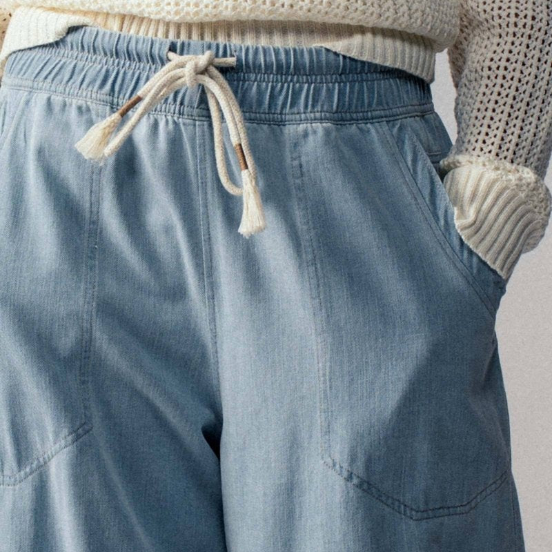 Light Blue Wide - Leg Cropped PantsUrban DaizyBOTTOM