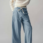 Light Blue Wide - Leg Cropped PantsUrban DaizyBOTTOM