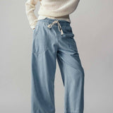 Light Blue Wide - Leg Cropped PantsUrban DaizyBOTTOM