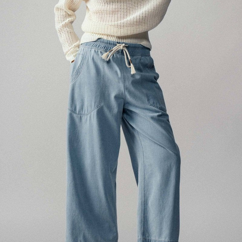 Light Blue Wide - Leg Cropped PantsUrban DaizyBOTTOM