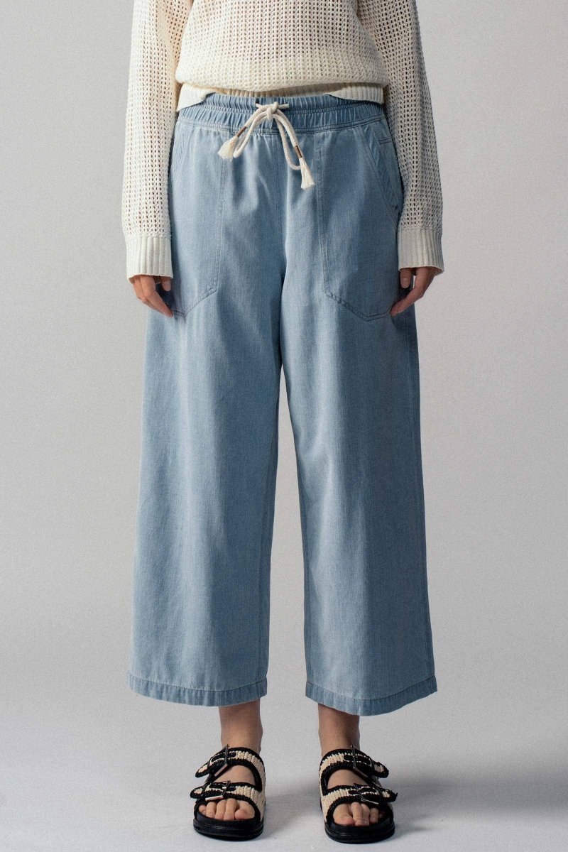 Light Blue Wide - Leg Cropped PantsUrban DaizyBOTTOM