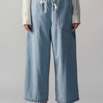 Light Blue Wide - Leg Cropped PantsUrban DaizyBOTTOM