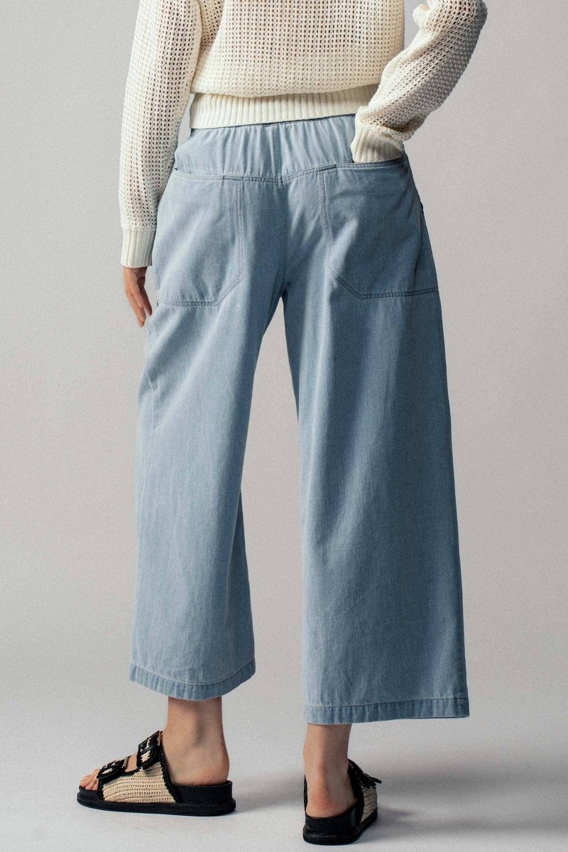 Light Blue Wide - Leg Cropped PantsUrban DaizyBOTTOM