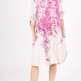 Linen shirt dress with floral print : Pinkla maison des fibres naturellesDRESS