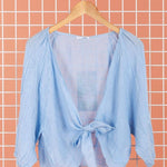 Linen wrap top 621286 100% linen: Sky bluela maison des fibres naturelles