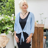 Linen wrap top 621286 100% linen: Sky bluela maison des fibres naturelles