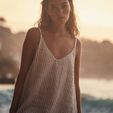 Liv Mini Ruffle Dress - Black StripesThe HandloomDress