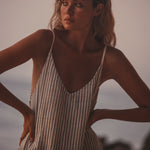 Liv Mini Ruffle Dress - Black StripesThe HandloomDress