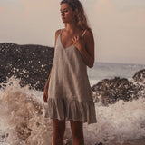 Liv Mini Ruffle Dress - Black StripesThe HandloomDress