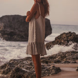 Liv Mini Ruffle Dress - Black StripesThe HandloomDress