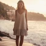 Liv Mini Ruffle Dress - Black StripesThe HandloomDress